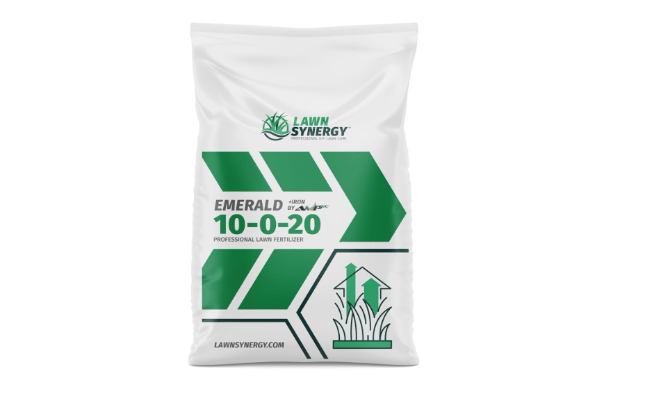 10-0-20 Emerald Lawn Fertilizer 18lbs - Slow-Release Nitrogen, Iron, & Micronutrients - Dark Green Lawn for Tall Fescue, St. Augustine, Zoysia