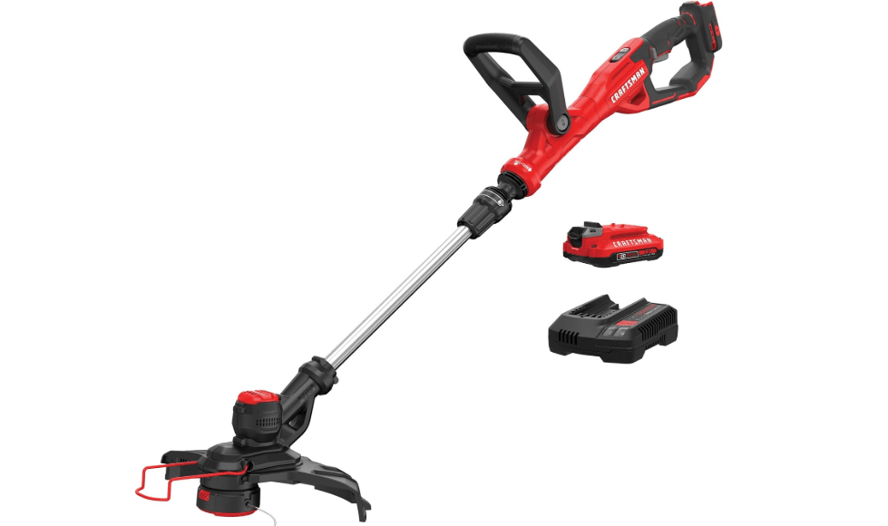 CRAFTSMAN V20 Weed Wacker Cordless String Trimmer and Edger, Weed Eater Includes 2.0 Ah Battery and Charger, Lightweight, Extended Runtime, 2 Speed (CMCST900D1