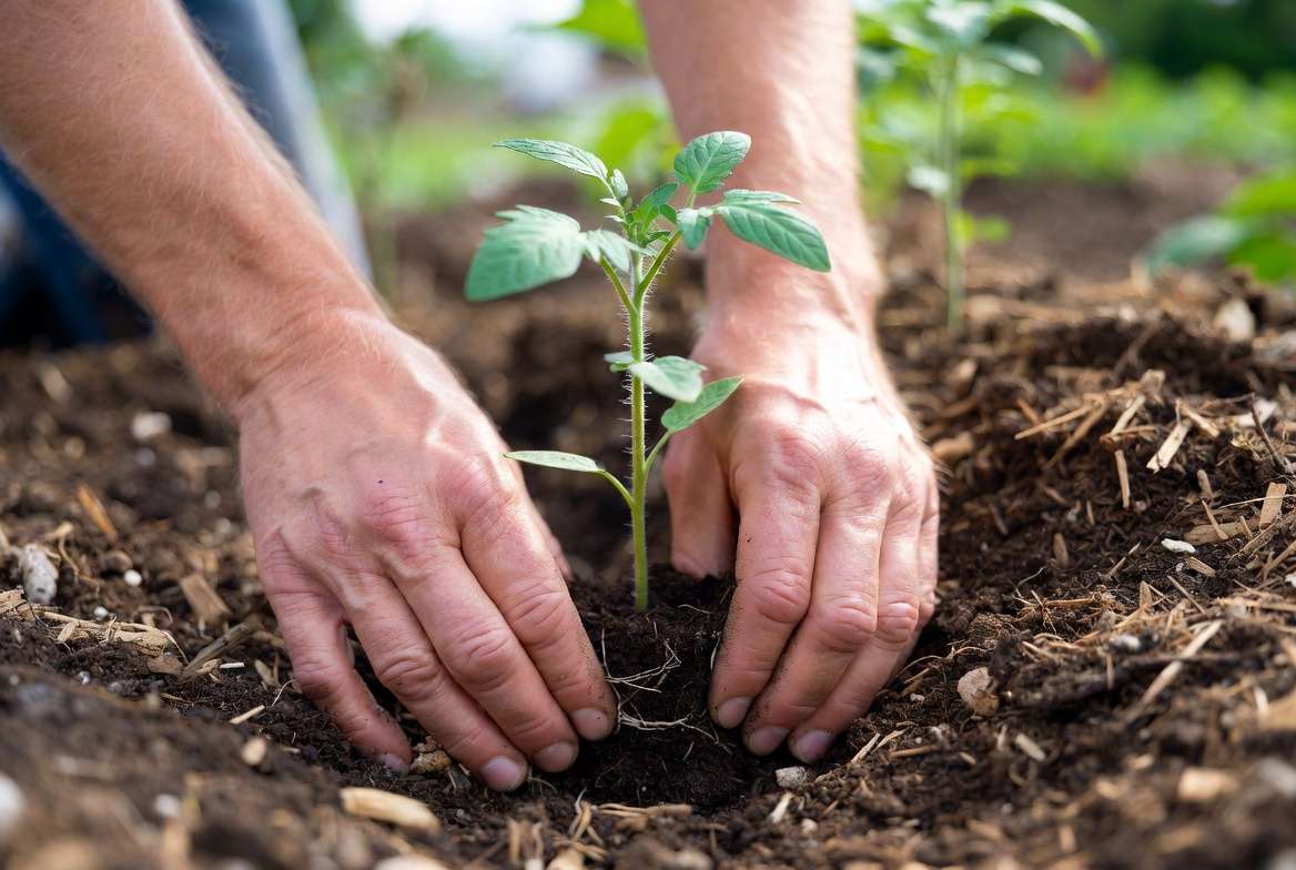 Proper deep planting technique for Mountain Fresh tomato seedlings