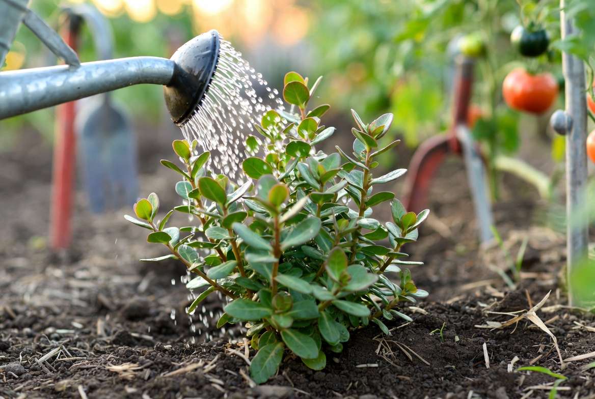 Proper watering and care for plant that looks like weed plant in garde