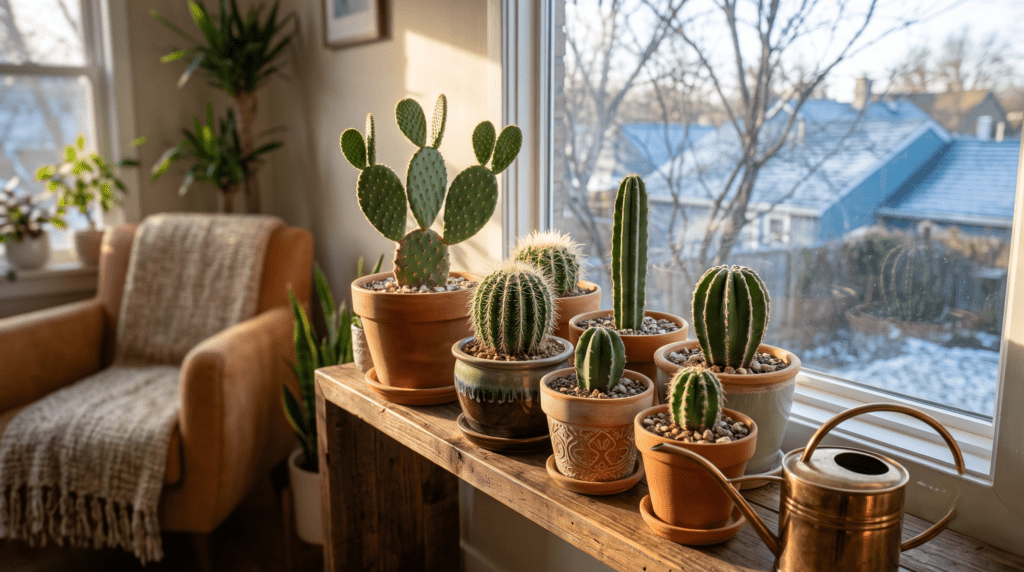 moving outdoor cacti indoors for winter