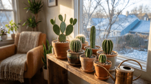 moving outdoor cacti indoors for winter