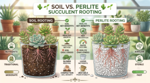 soil vs. perlite succulent rooting