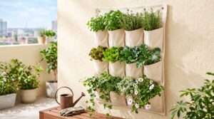 DIY pocket garden using fabric shoe organizers