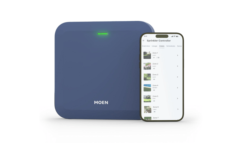
Moen 16-Zone Smart Sprinkler Controller, Wi-Fi Connectible Smart Irrigation System with Automatic Water Timer, WICNT016G1USA