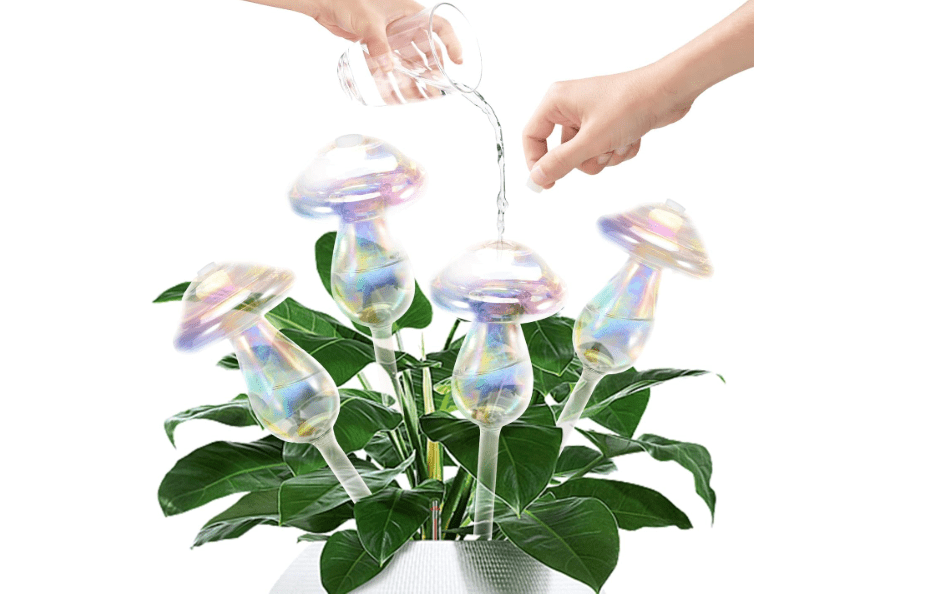
JFLLAJNF Plant Watering Globes-4pcs Self Watering Planter Insert,Plant Watering Devices,Glass Watering Bulbs for Indoor Plants,Mushroom Watering