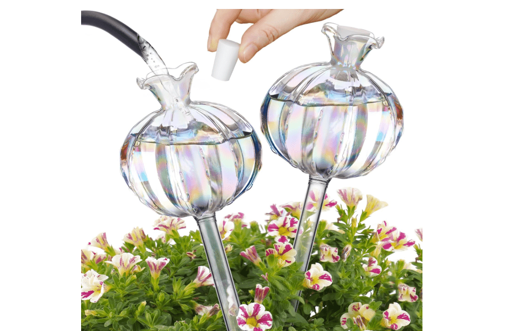 
NiHome Plant Watering Globes 2-Pack, Iridescent Glass Cactus Self Watering Globe, Glass Waterer for Potted Plants - 4.7OZ/140 ML Capacity Automatic