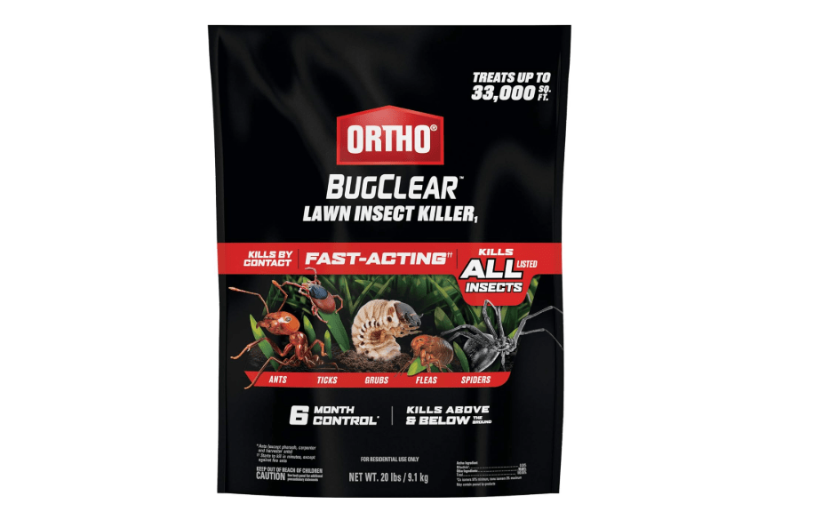 Ortho BugClear Lawn Insect Killer1, 20 lbs. | Lawn Bug Killer Granules, Kills Ants, Spiders, Ticks, Fleas, & Grubs, Treats up to 33,00