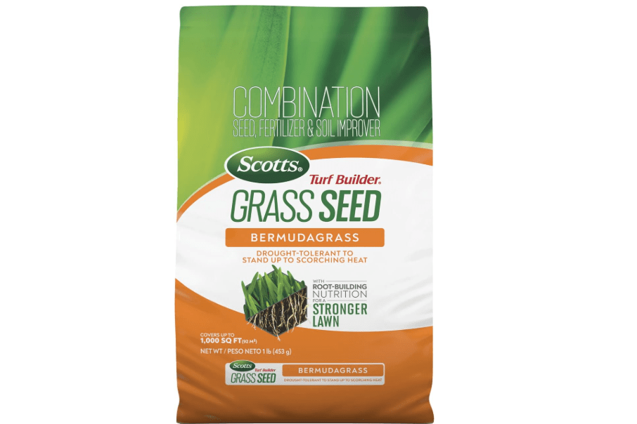 Scotts Turf Builder Grass Seed Bermudagrass, 1 lb. | Grass Seed with Lawn Fertilizer and Soil Improver, Drought-Tolerant