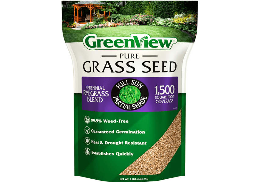 GreenView Pure Grass Seed Perennial Ryegrass Blend, 3 lb. Bag | Covers up to 1,500 sq. ft. Quick growth with drought and heat resistance. Creates a durable