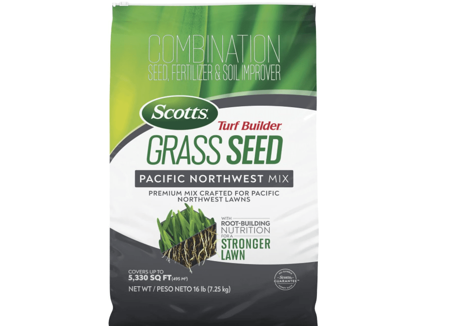 Scotts Turf Builder Grass Seed Pacific Northwest Mix, 16 lbs. | Grass Seed Plus Lawn Fertilizer & Soil Improver, Premium Mix, Covers Up To 5,330 sq. ft