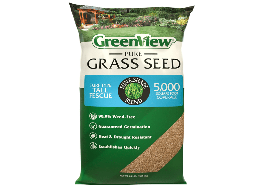 GreenView Pure Grass Seed Turf Type Tall Fescue Sun & Shade Blend, 20 lb. | Covers up to 5,000 sq. ft. Quick germination with drought and heat.