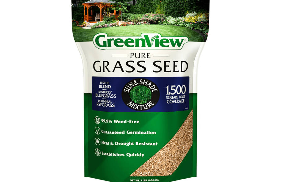 
GreenView Pure Grass Seed Sun & Shade Mixture, 3 lb. Bag | Fast lawn fill, sun and shade grass seeds for lawn, drought resistant grass seed, 99.9%