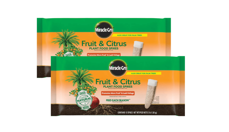 Miracle-Gro Fruit & Citrus Plant Food Spikes, 12 Spikes, 3 lb. (2-Pack) | 10-15-15 NPK Easy-To-Use Nutrition for Fruit and Citrus Trees, Plant Fertilizer