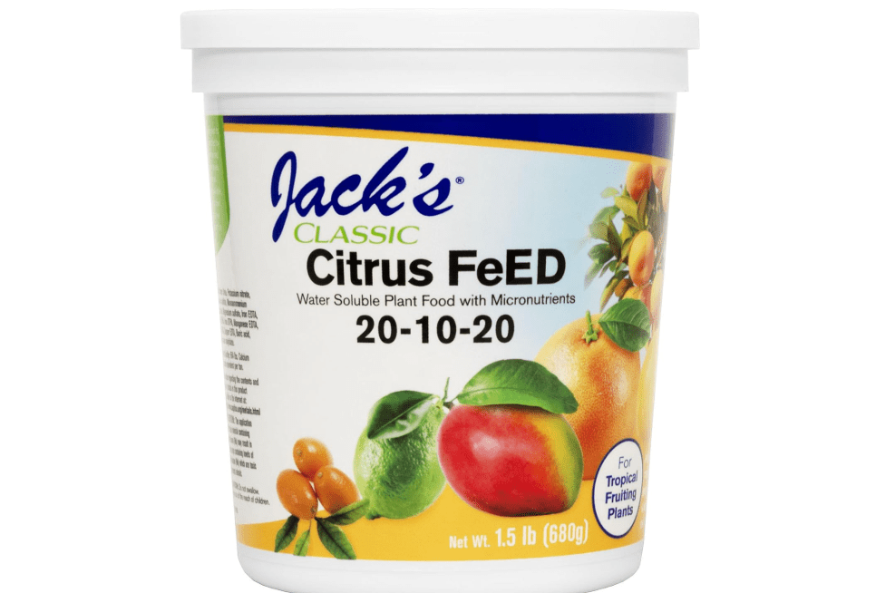 Jack's Classic 20-10-20 Citrus Feed Water-Soluble Fertilizer, 1.5lb | Powdered, Targeted Micronutrient Package, Enhanced Growth and Fruiting in Citru