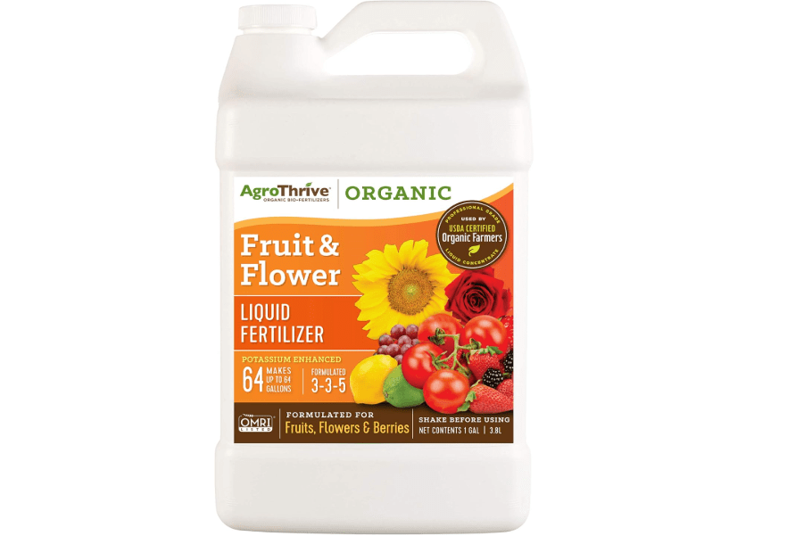 AgroThrive Fruit and Flower Organic Liquid Fertilizer - 3-3-5 NPK (ATFF1128) (1 Gal) for Fruits, Flowers, Vegetables, Greenhouses and Herbs