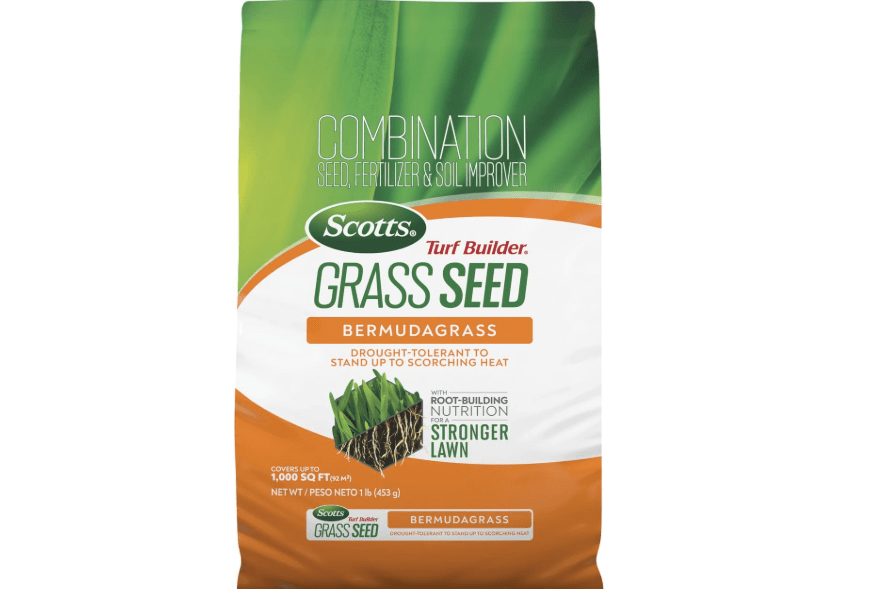 Scotts Turf Builder Grass Seed Bermudagrass, 1 lb. | Grass Seed with Lawn Fertilizer and Soil Improver, Drought-Tolerant