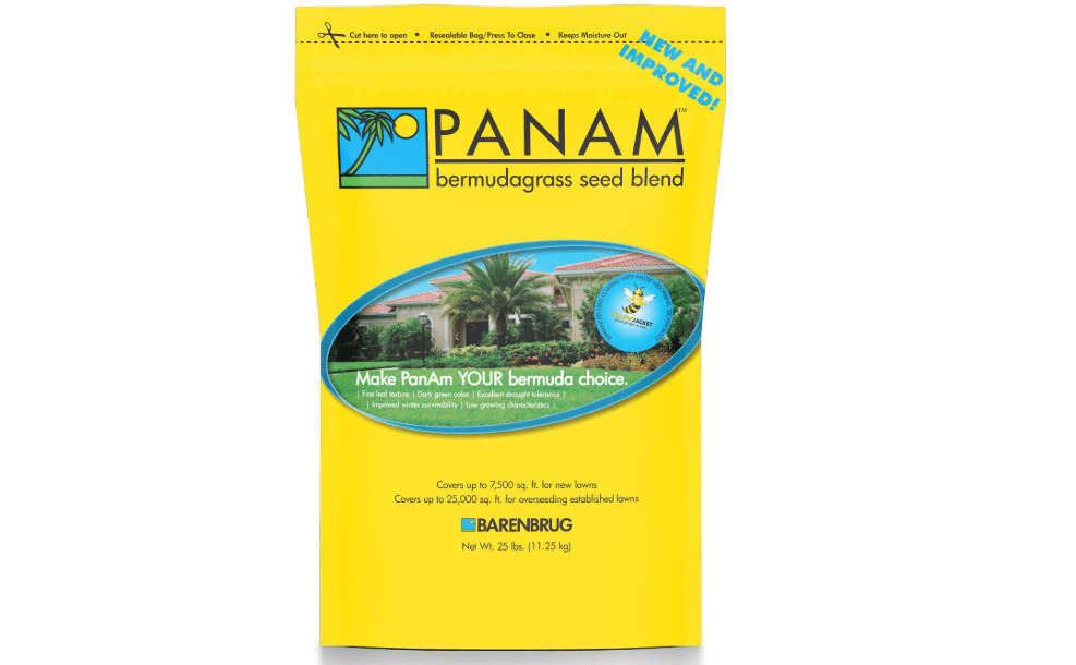 
PanAm Bermudagrass Lawn Seed Blend with Yellow Jacket Seed Coating, Fast-Acting Durable Grass Seed Mix for Sunny Areas and Humid Climates