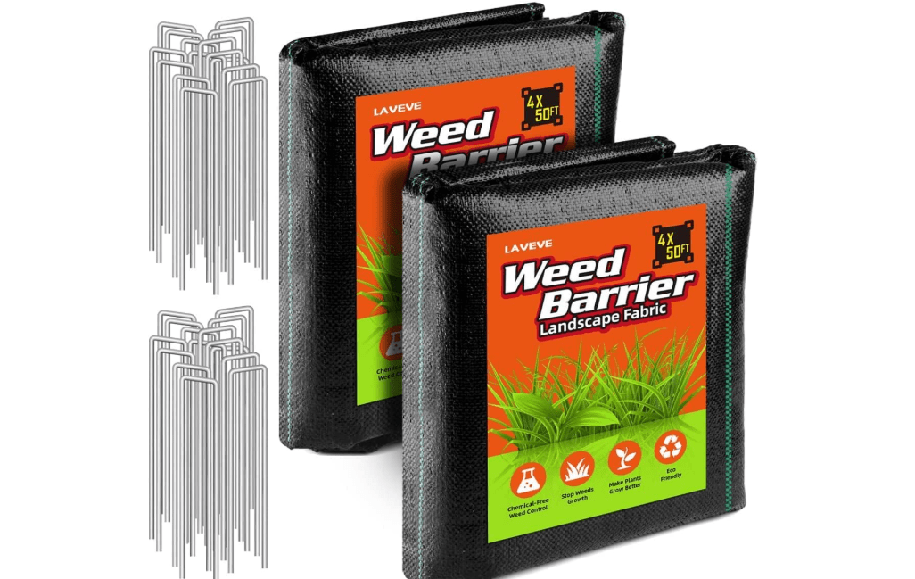 LAVEVE Heavy Duty Weed Barrier Landscape Fabric 4FT x 100FT | 3.2oz Premium Woven Weed Control Garden Cloth, Weed Block Ground Cover Mat for Gardening