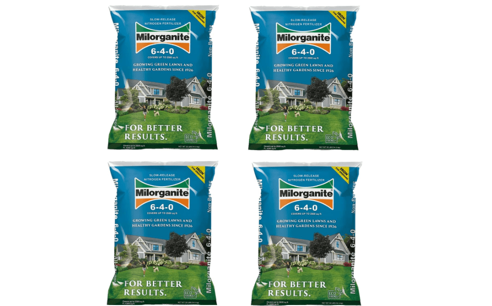 Milorganite All-Purpose Eco-Friendly Slow-Release Nitrogen 6-4-0 Fertilizer, 32 Pound Bag (Pack of 4) - for Lawns