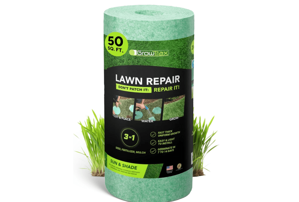 Growtrax Biodegradable Grass Seed Mat - 50 Sq Ft Year Round Green | Quick Fix Roll for Lawns, Dog Patches & Shade, Just Roll, Water & Grow,