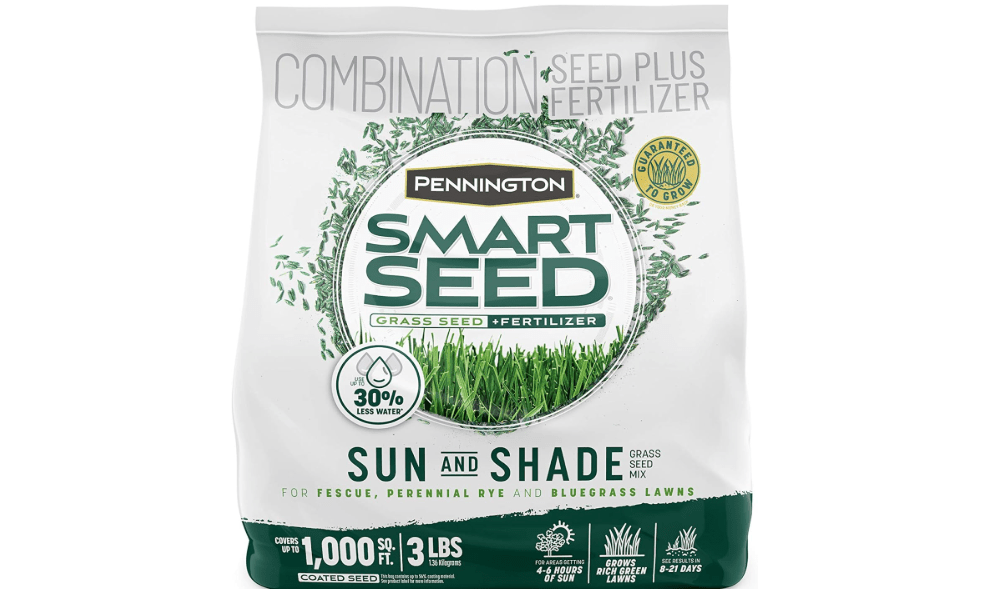 Pennington Smart Seed Sun and Shade Grass Mix, Grass Seeds for Lawn, 3 lb | Drought tolerant grass seed with fertilizer, tall fescue, perennial ryegrass
