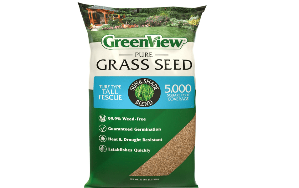 GreenView Pure Grass Seed Turf Type Tall Fescue Sun & Shade Blend, 20 lb. | Covers up to 5,000 sq. ft. Quick germination with drought and heat