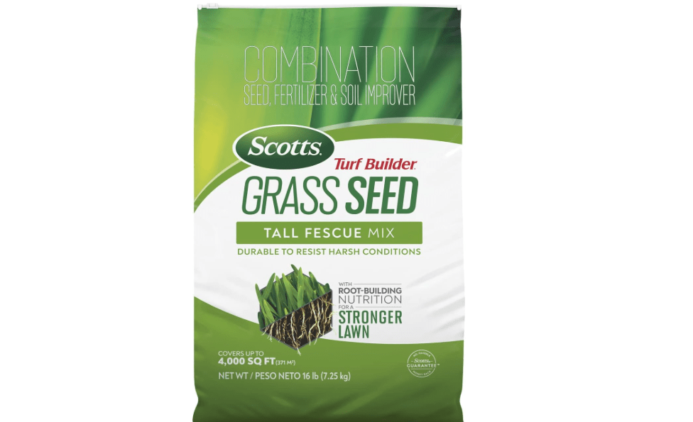 Scotts Turf Builder Grass Seed Tall Fescue Mix, 16 lbs. | Durable to Resist Harsh Conditions, Lawn Seed, Grass Fertilizer & Soil Improver, Covers