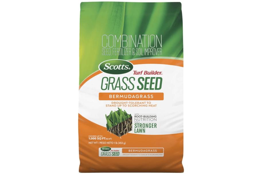 Scotts Turf Builder Grass Seed Bermudagrass, 1 lb. | Grass Seed with Lawn Fertilizer and Soil Improver, Drought-Tolerant