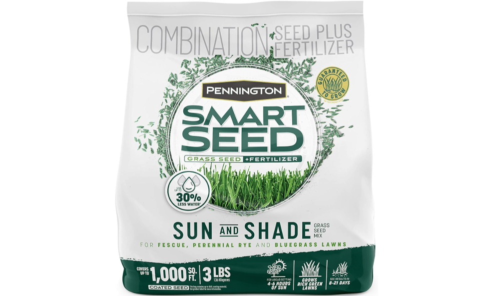 Pennington Smart Seed Sun and Shade Grass Mix, Grass Seeds for Lawn, 3 lb | Drought tolerant grass seed with fertilizer, tall fescue, perennial ryegrass
