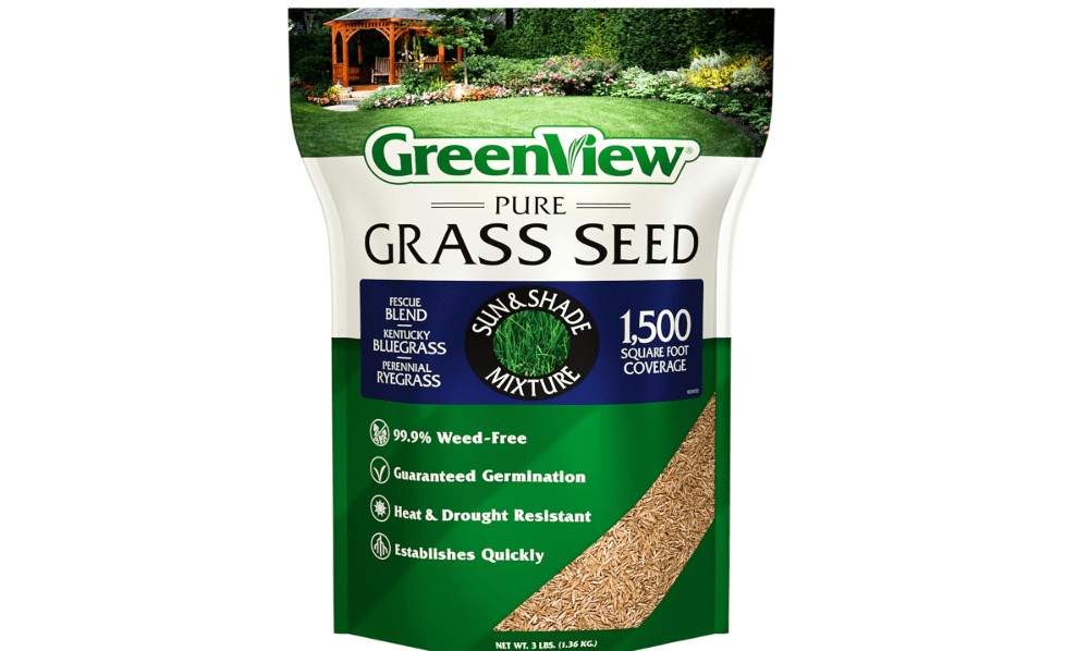 GreenView Pure Grass Seed Sun & Shade Mixture, 3 lb. Bag | Fast lawn fill, sun and shade grass seeds for lawn, drought resistant grass seed,