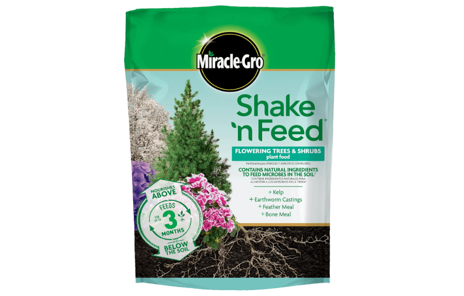 Miracle-Gro Shake 'N Feed Flowering Trees & Shrubs Plant Food, 8 lb. | For In-Ground and Container Plants, Acid-Loving Flowering Plants