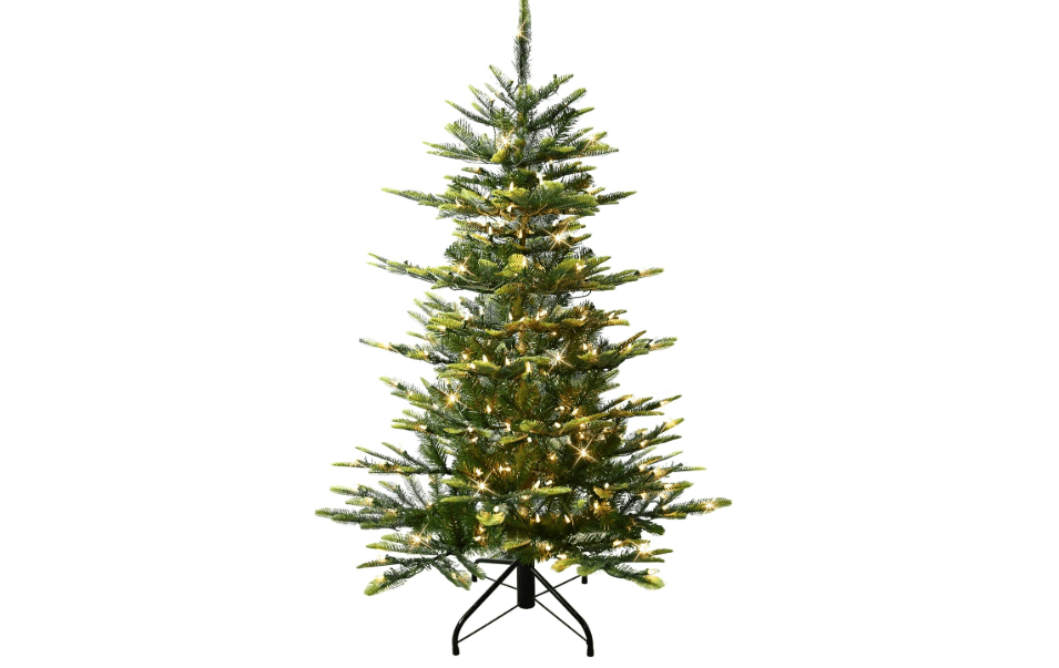 Puleo International 4.5ft Pre-Lit Aspen Fir Artificial Christmas Tree with 250 Clear Lights, 411 Realistic Dense Branch Tips, Easy Setup Artificial Trees