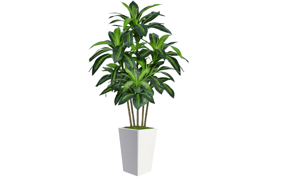
Flydeer 6FT Artificial Dracaena Tree with Tall White Planter, Floor Plant | Large Realistic Fake Tree in Pot with Lifelike Leaves Indoor for Home Decor