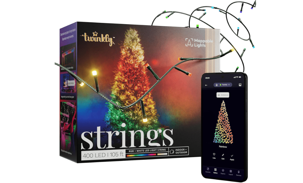 Twinkly App-Controlled 105ft Smart String LED Lights with 400 RGB+W LEDs- WiFi & Bluetooth Connectivity, Sync with Music, Indoor/Outdoor Use
