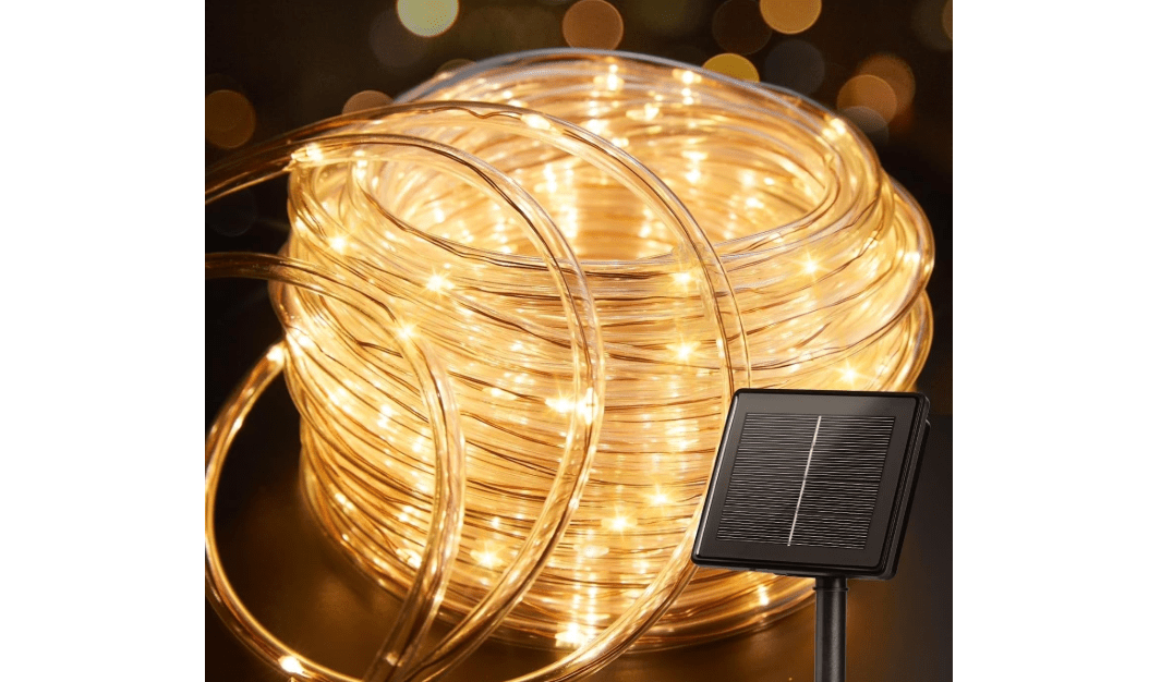 EOCOYAR SIISLL Solar Rope Lights 39FT Outdoor, 100 LED Solar Powered String Lights, IP65 Waterproof, 8 Lighting Modes (Warm White) for Garden
