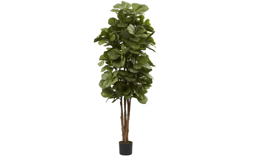 Nearly Natural 6 ft Artificial Fiddle Leaf Fig Tree with Nursery Pot | 6 Natural Trunks, 270 Lush Green Leaves, Maintenance-Free, Included