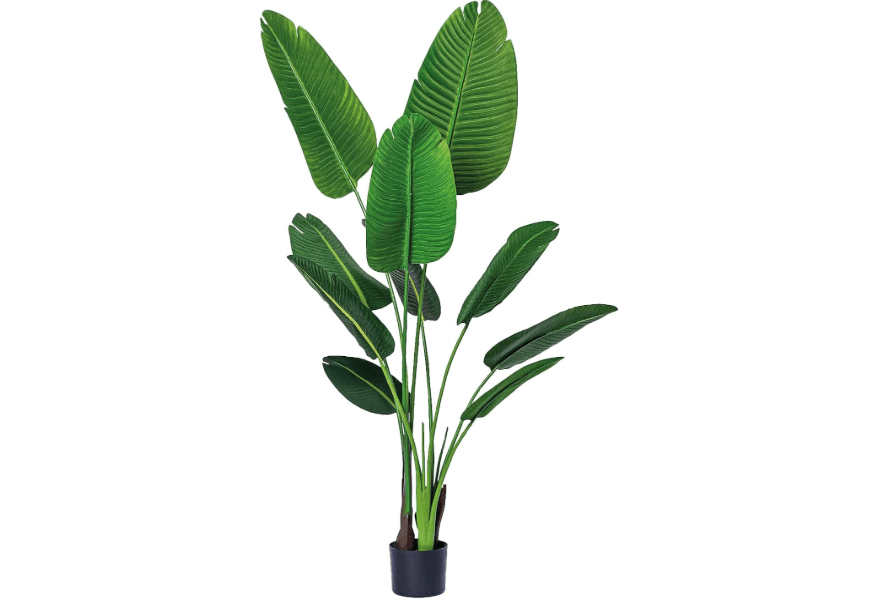 One 5 Foot Artificial Silk Bird of Paradise Palm Tree Potted Plant by Bagari