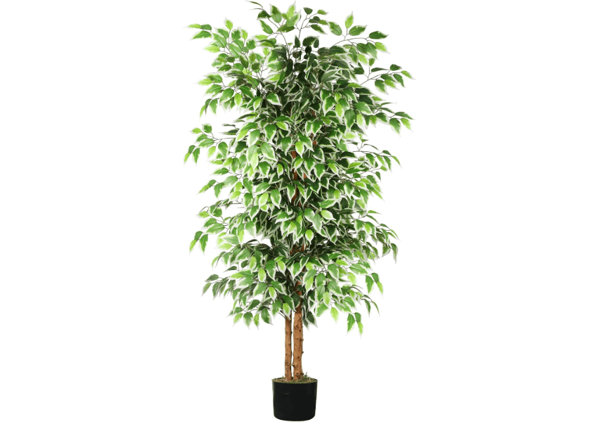 GTIDEA 6FT Artificial Ficus Tree with Real Wood Trunks, Faux Tree Indoor | Fake Floor Plant with Nursery Pot Tall Fake Silk Tree Faux Plant for Indoor
