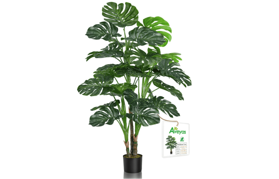 Aveyas 54'' Tall Large Artificial Monstera Deliciosa Plants, 4.5 Feet Faux Swiss Cheese Floor Plants Fake Tropical Silk Tree with Pot for Indoor.