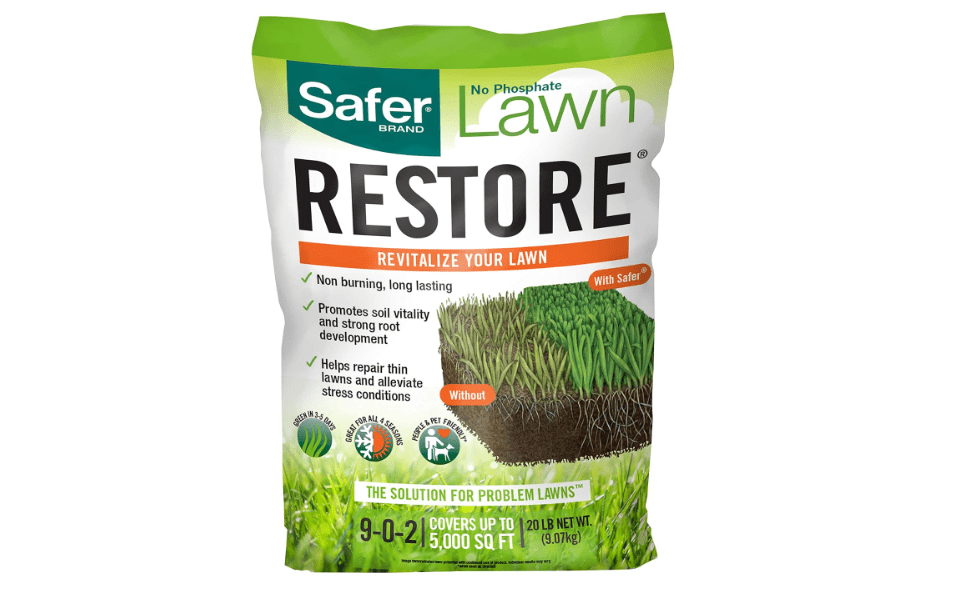 Safer Brand Lawn Restore Natural Lawn Fertilizer - 9335SR - Non-Burning Fertilizer - 9-0-2 NPK - Use for Healthy Grass