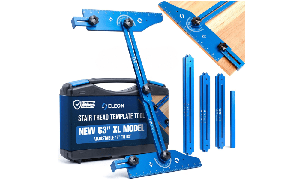 ELEON Staircision™ Stair Tread Template Tool (XL - 63") - Aluminum Alloy Jig for Accurately Measuring Angle, Length, & Depth - Compatible with All
