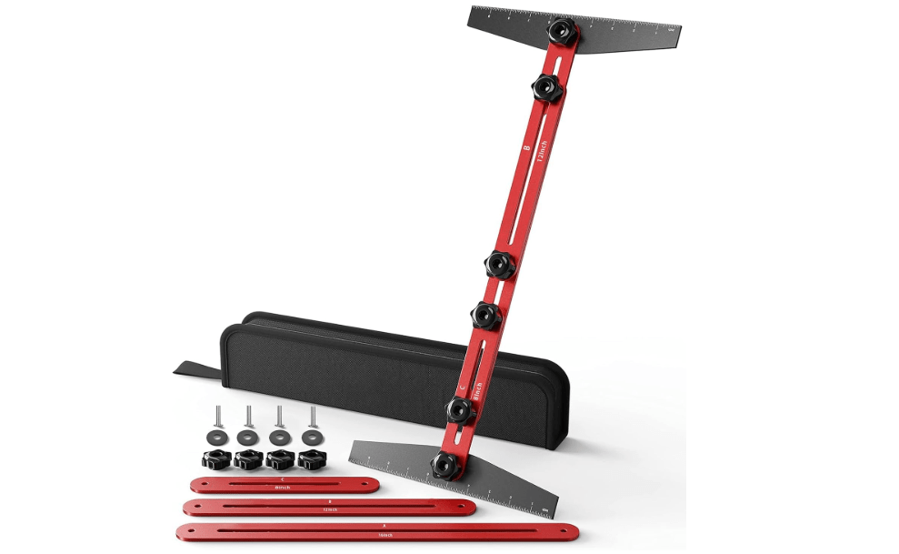TANYO Stair Tread Template Tool, 8" to 60"Jig, Adjustable for Measuring | 360° Adjustable Angle, 0.16in Thickness, CNC Anodized Surface