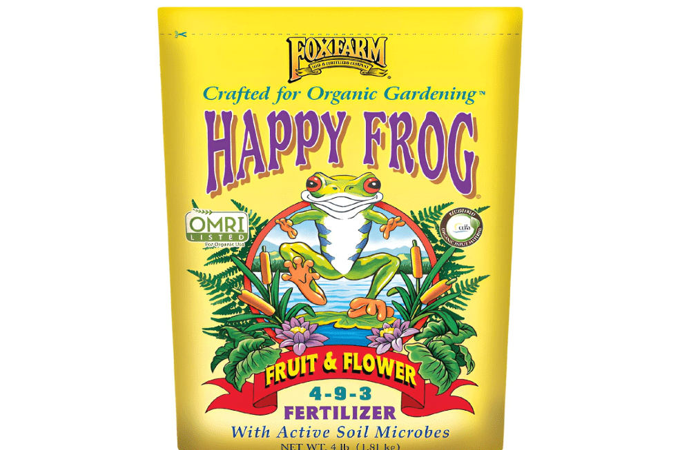 FoxFarm Happy Frog Fruit & Flower Fertilizer - Supports Abundant Fruit & Flowering - Nitrogen for Sustained Growth - Mycorrhizal Fungi - OMRI Listed