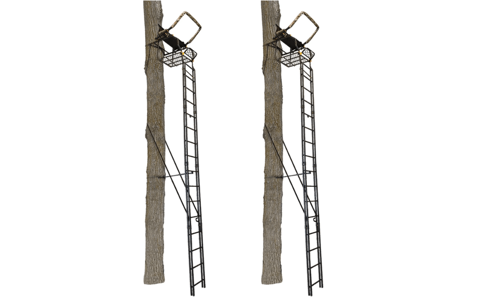 Muddy The Skybox Deluxe 20-Foot Tall 1 Person Hunting Deer Ladder Tree Stand with Flip-Up Adjustable Shooting Rail and Flex-Tek Seat
