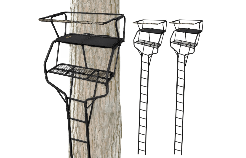 Big Game Guardian DXT High Quality Lightweight Portable 2 Person Hunting Outside Tree Ladder Stand, 18 Foot Tall Climbing System