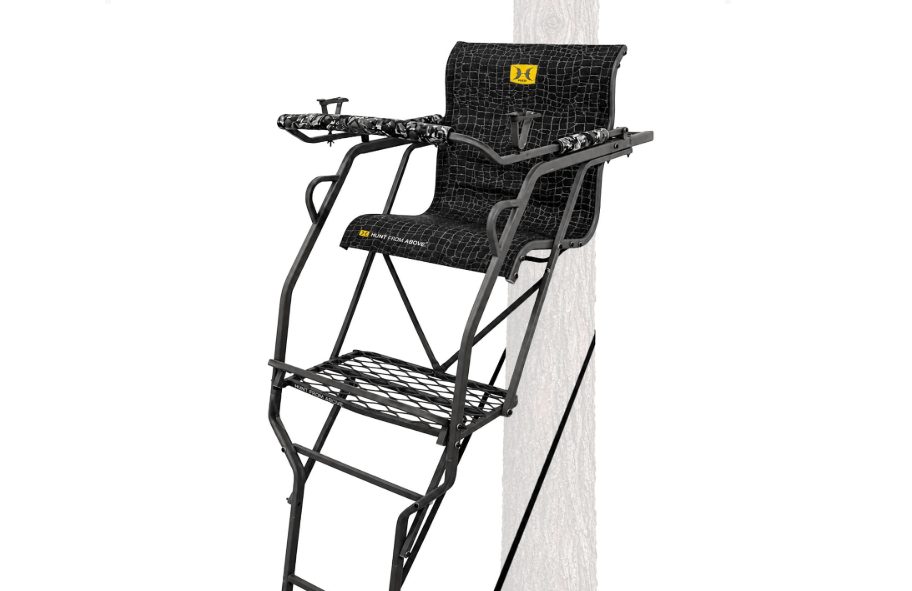 Hawk Hunting Big Denali Ladderstand with Wide Seat, Backrest, Portable Stacking Ladder System and Integrated Weapon Holder