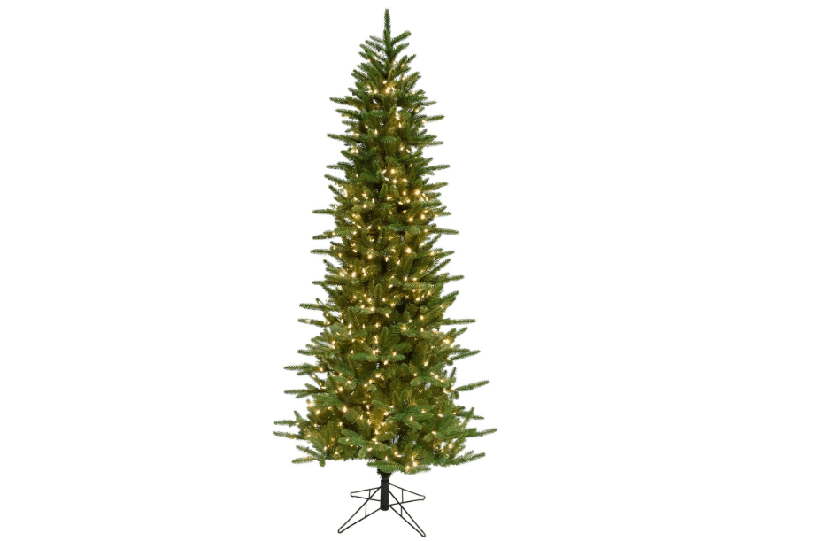 
Fraser Hill Farm 7.5-Ft. Carmel Pine Slim Artificial Christmas Tree with Warm White LED Lights and Stand, Prelit Foldable Fake Tree with Realistic Foliage