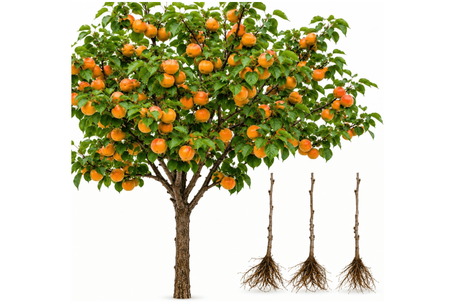 3 Hardy Apricot Live Fruit Trees (Prunus armeniaca) | Sweet, Juicy Homegrown Apricots | Fast-Growing Edible Garden