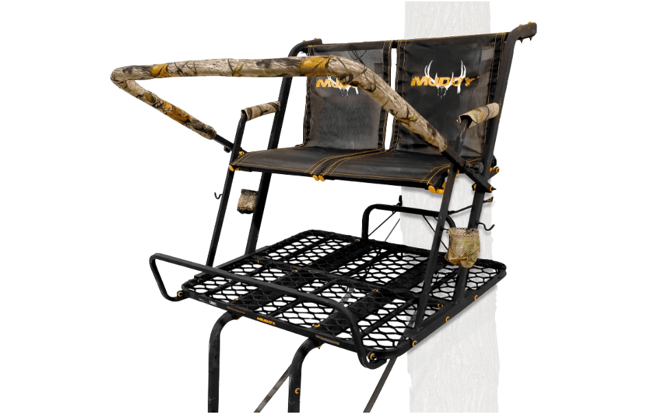 
Muddy 2-Person Ladder Tree Stand for Deer Hunting,17' Tall, Black | The Partner - Adjustable Climbing Treestand with Platform, Straps and Safety Harness